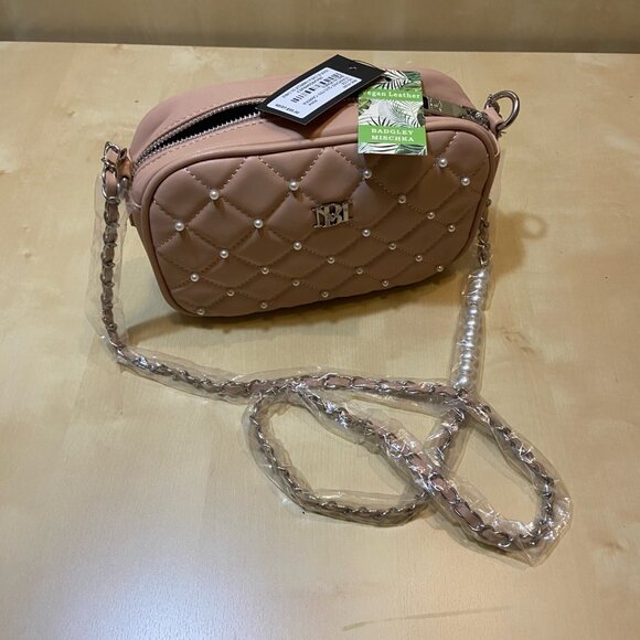 Badgley Mischka Vegan Leather Quilted Pearl Crossbody – Blush Pink - Picture 7 of 7